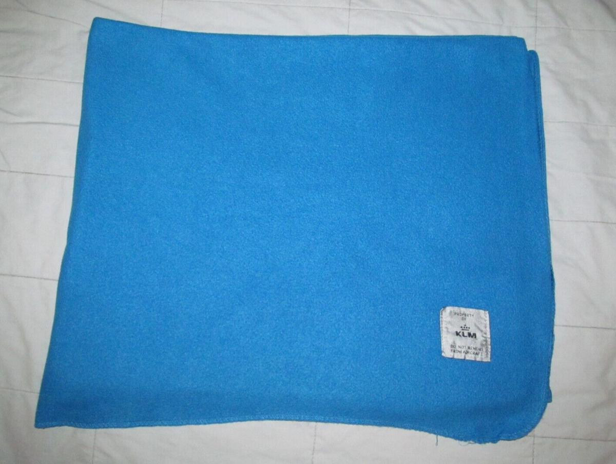 KLM Royal Dutch Airlines blue fleece travel blanket travel throw