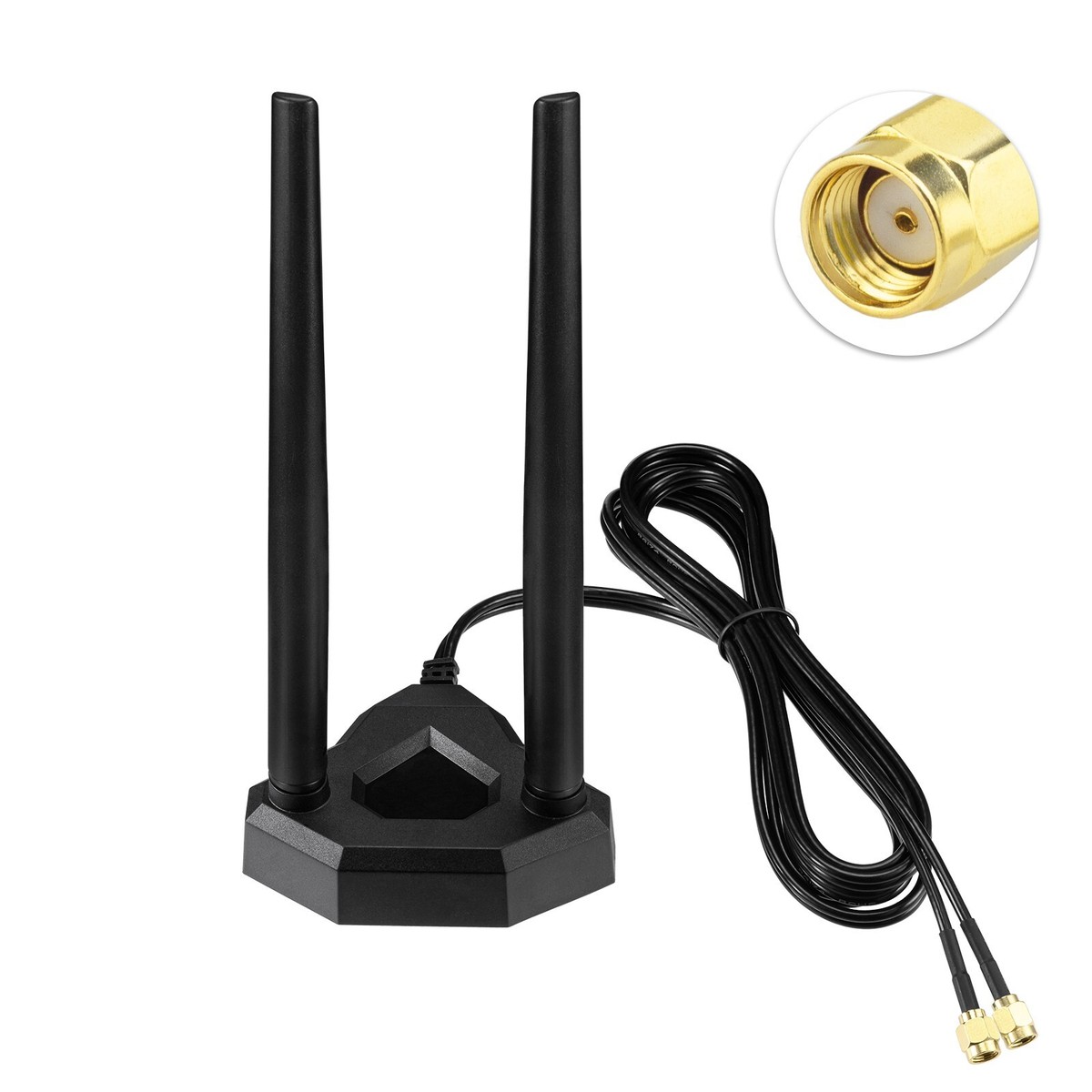Dual Band WiFi Antenna 2.4GHz 5GHz RP-SMA 6.5ft Cable for PC 