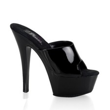 PleaserUSA Damen Plateau-Mules Kiss-201 klar/schwarz