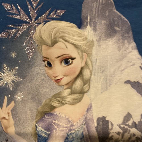 Disney Frozen 2 Snow Flake Queen Snow T-shirt Light Blue Elsa Small Shirt - Picture 3 of 4
