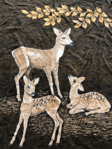 Vintage Biederlack Monsanto Blanket Doe & Fawns Reversible West Germany 57x75" - Picture 8 of 9