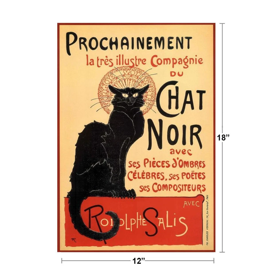 Póster impreso art nouveau de pared francés Le Chat Noir El gato negro 12x18 Foto 2 de 3