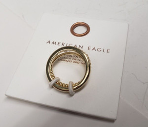 Authentic American Eagle Delicate Trio Stacking Rings 14k Gold Plated