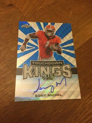2019 Blattmetallentwurf Sony Michel LA Rams 19/20 Rookie AUF KARTE Autogrammkarte