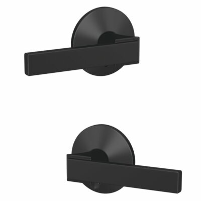 Schlage Latitude Lever Lock - Matte Black Hall-Closet & Bed-Bath Lock With Kinsler Trim
