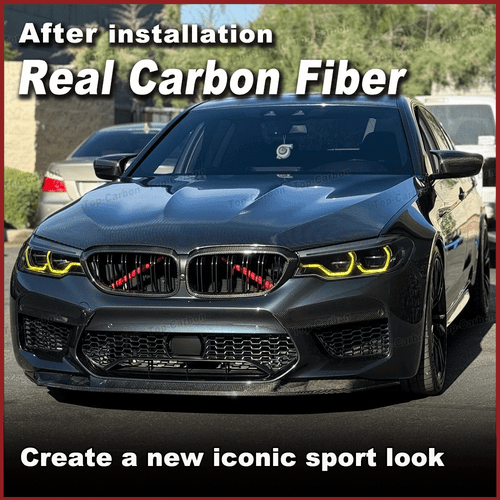 Spoiler anteriore in carbonio labbro anteriore splitter paraurti anteriore per BMW Serie 5 F90 M5 2018-19 - Foto 3 di 13