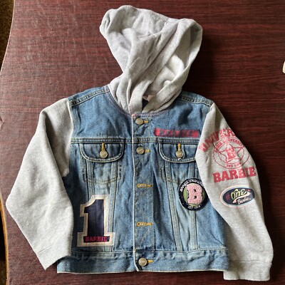 Barbie Avenue Denim Hoodie Jacket Sweatshirt Blue Jean, University Girl 6X  Nice!