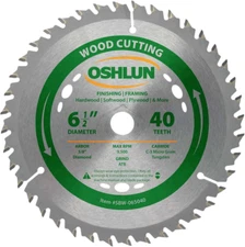 SBW-065040 6-1/2-Inch 40 Tooth ATB Finishing and Framing Saw Blade with 5/8-Inch