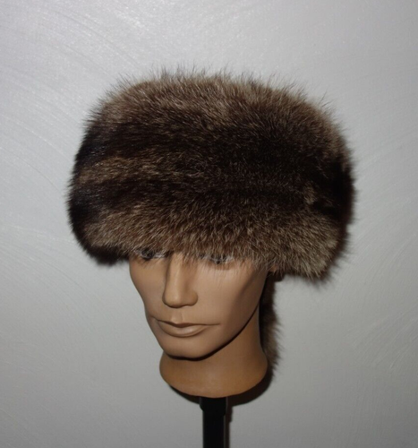 Waschbär Pelz Wintermütze Trapper Mütze Echtfell Kappe Fuchs Jagt Pelzmütze Hut - Bild 6 von 8