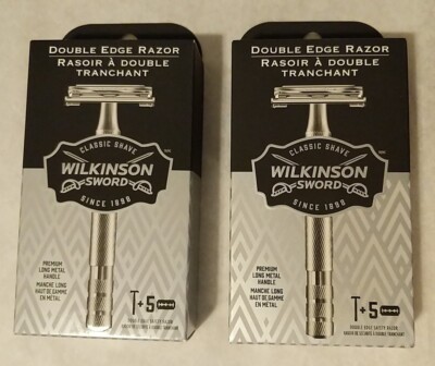 2ct Wilkinson Sword Double Edged Razors Vintage Classic Barber Shave Bundle