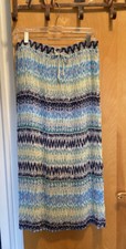 Women's Alfred Dunner Blue White Green Pleated Skirt Elastic Waist NWOT Size 14