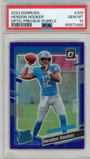 2023 Donruss Optic Preview Hendon Hooker Purple Holo RC /50 - PSA 10 - POP 3