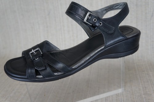 Ecco women's sandals Buckle Strap Leather Black Silver EUR sz 40 US sz 9 9.5 - Bild 3 von 12