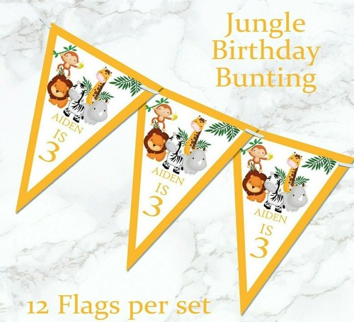 TIERJAGD personalisierte Dschungelsafari Zoo Banner Kinder Party Dekoration - Bild 5 von 10