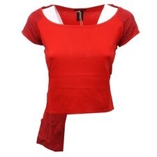 C8610 maglia donna CUSTO BARCELONA asimmetrica rosso t-shirt woman