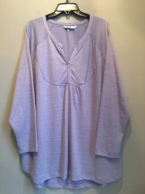 Sonoma Blouse Popover Tunic Slub Knit Women 2X Lavender Lilac Stretch Long Sleev