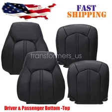 Driver &Passenger Bottom-Top Leather Seat Cover Black For 2008-2013 Cadillac CTS