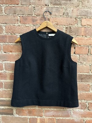 Vintage Calvin Klein Collection Women s Blouse, Sz 8 Black Wool/Cashmere, Italy