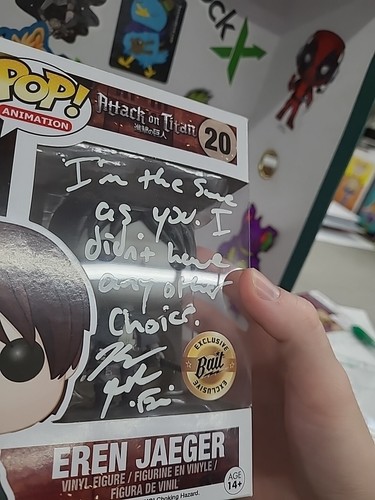 Funko PoP! Eren Jaeger #20 (Bait Exc) Signed Bryce Papenbrook W/Acrylic JSA - Picture 8 of 20