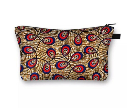 African Print Cosmetic Makeup Travel Tote Canvas Case Storage Zip Bag - Picture 16 of 22