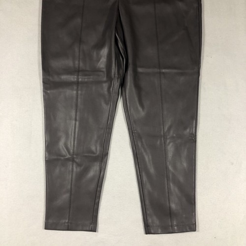 NEU Ann Taylor Damen XLP Petite Kunstlederhose grau taupe MÄNGEL - Bild 3 von 16