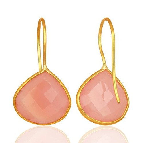 Pendientes de diseñador enchapados en oro amarillo rosa natural regalo para el amor - Imagen 3 de 5