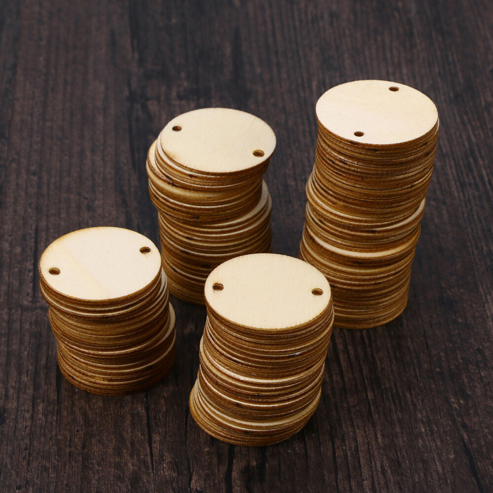 100 Pcs Craft Wood Pieces Wooden Chips Coasters to Decorate