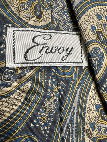 Envoy Tie Made In Dominican Republic Black/Gray Paisley Classic Necktie 56”x3.5” - Picture 4 of 5