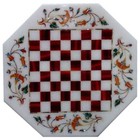 12" marble chess Table Top pietra dura multi stones inlaid art work
