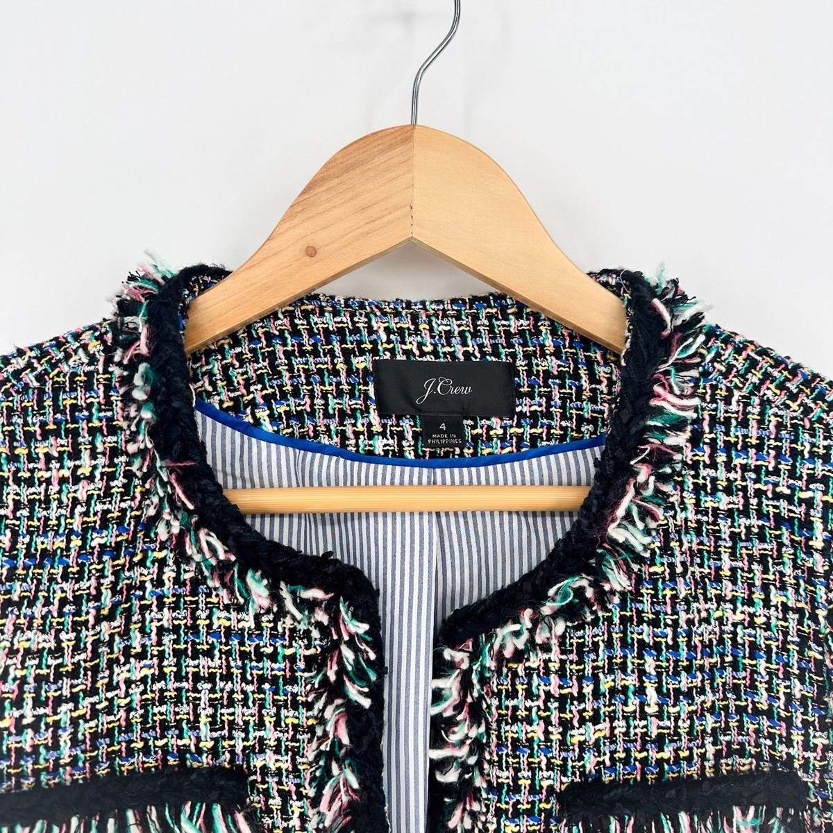 J.Crew Lady Metallic Tweed Jacket Blazer in Black Rainbow