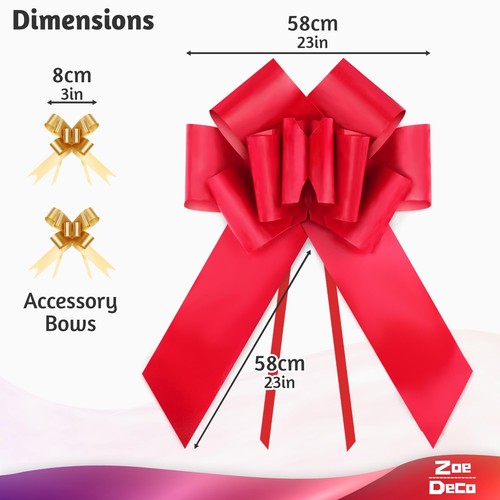 Big Car Bow red 23 Inch Giant Birthday Bow Huge Car Bow Big Red Bow Bow For Gi - Picture 2 of 6
