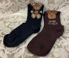 Women's Cute Cartoon Bears Fuzzy Teddy Bear Face Crew Socks Fashion Sock Set
