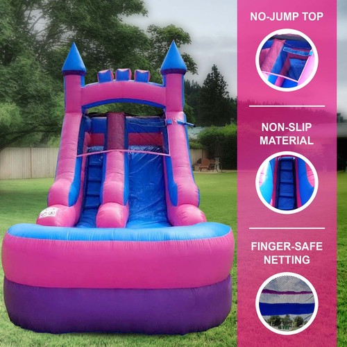Pogo Inflatable Bouncer Water Slide For Kids Pool Slide Inflatable Jumper Pink - Picture 6 of 9