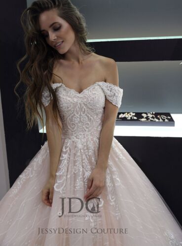 Brautkleid Hochzeitskleid Perlen Kristallen Maßafnertigung lange Schleppe Rosa - Bild 9 von 15
