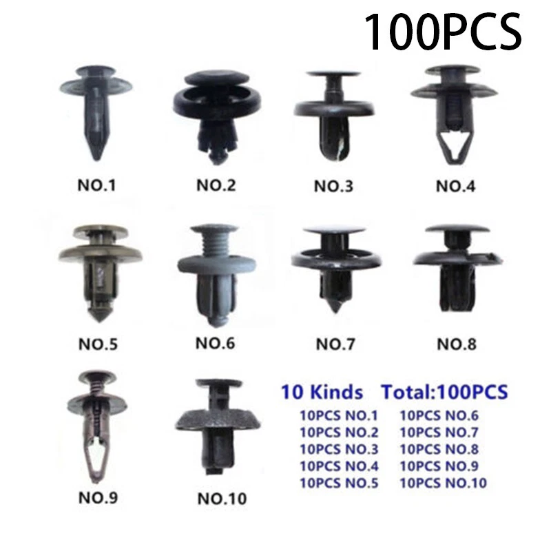 100x Car Retainer Clips Push Pin Rivets Set Door Trim Panel Clip