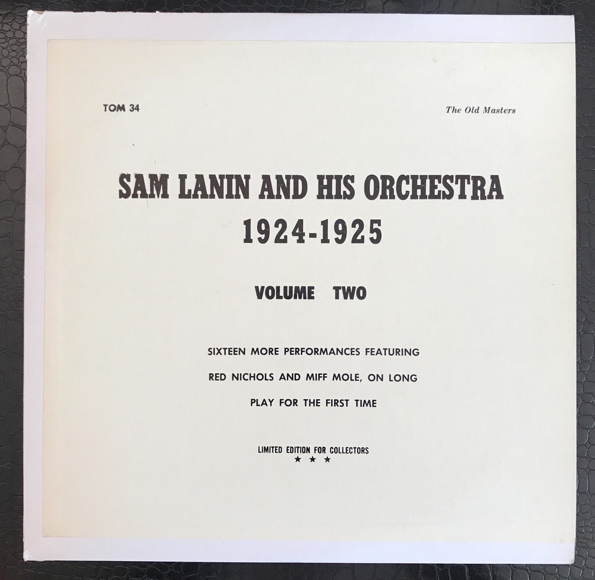Sam Lanin & His Orchestra 1924-1925 Vol. 2 LP The Old Masters TOM
