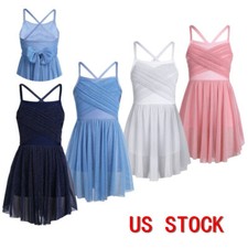 Girls Dance Dress Lyrical Ballet Tutu Skirt Camisole Spaghetti Leotard Dress