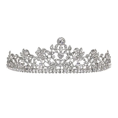 Floral Bridal Pageant Rhinestone Crystal Pearl Wedding Crown Tiara 7419