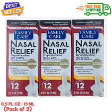 Family Care Nasal Relief Pump Mist Spray .5OZ  Pack of 3  ...