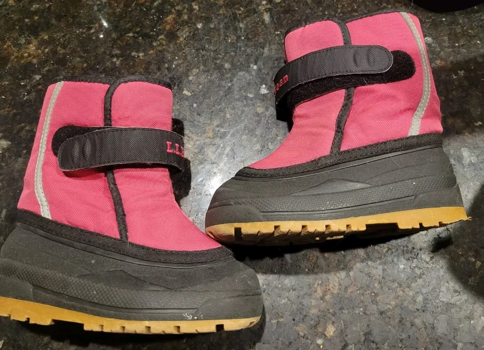 LL Bean Niño Pequeño Talla 7 Rosa y Negro Aislado Forrado Nieve Invierno Botas Exterior Foto 3 de 4