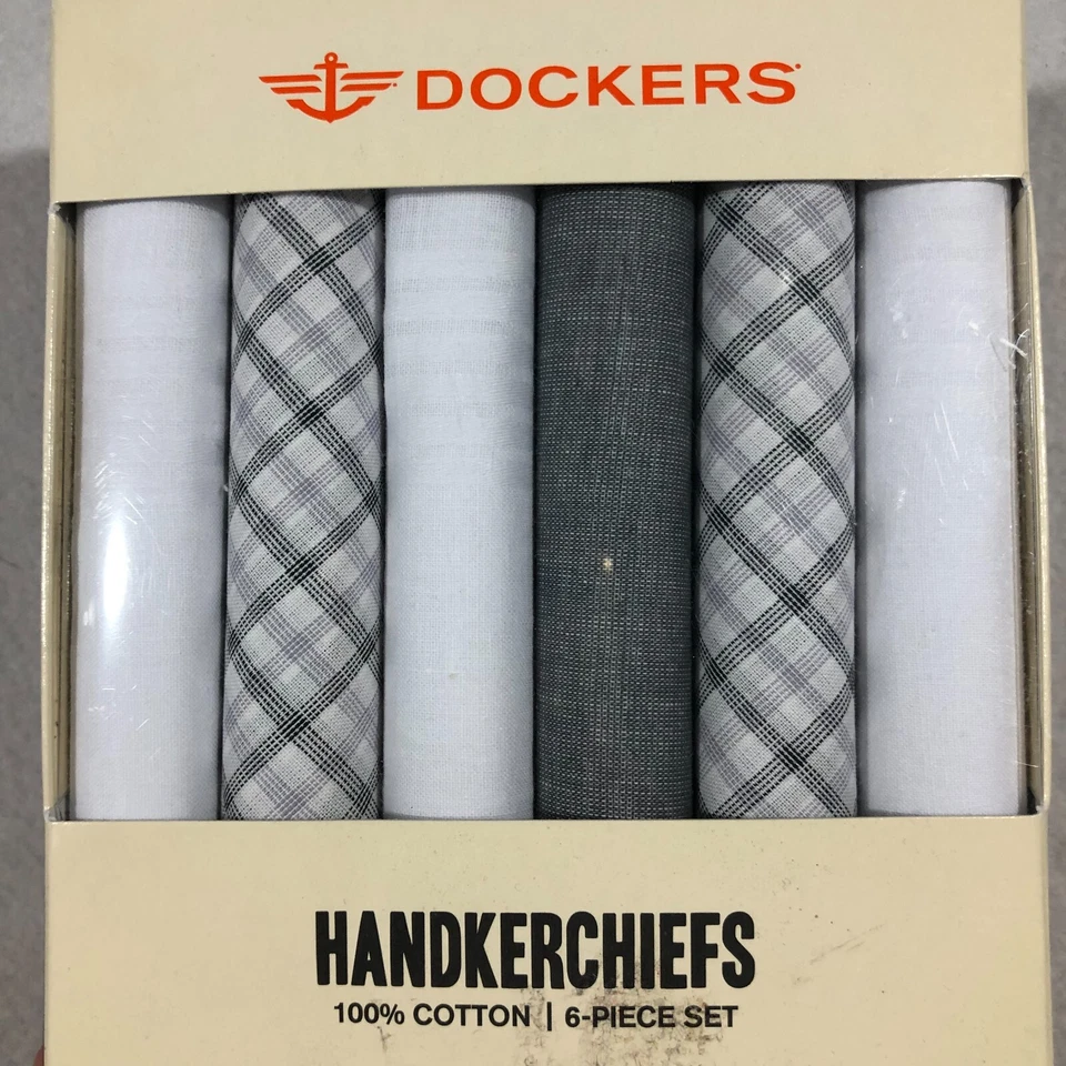 Pañuelos Dockers para Hombres Traje Accesorios Juego de 6 Piezas Negro/Blanco NUEVO $25 Foto 2 de 4