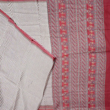 Namaste Vintage White Sarees 100 Pure Silk Printed Floral Sari 6YD Craft Fabric