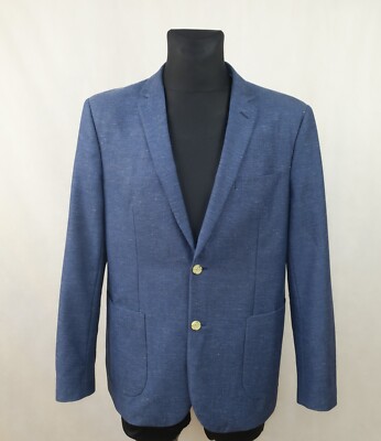 MOODS OF NORWAY MENS WOOL SILK BLUE BLAZER size EU-54 UK-44