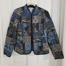 Vintage Artsy Tapestry Blazer Jacket MEDIUM Boho Patchwork Career Office Women