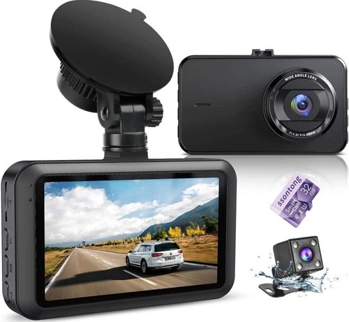 Dashcam vorne und hinten mit Karte FHD 1080P 3"IPS Bildschirm Dual Kamera Dash Cams - Bild 1 von 7