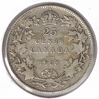 1928 Canada KGV & Crown Date Silver Circulated 25C Quarter Coin!