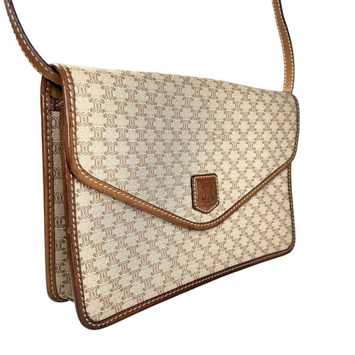 CELINE Shoulder Bag Purse Macadam Brown Authentic - Picture 16 of 24