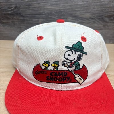 Vintage Camp Snoopy Hat Cap Snap Back Boys White Knott's Berry