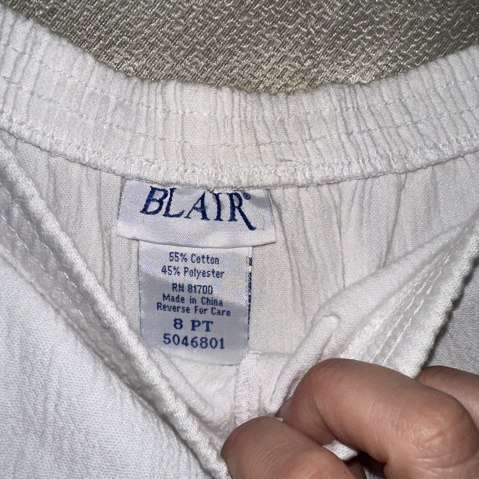 Pantalones BLAIR Cintura Elástica Tejido PL Pequeño Grande BLANCO Salón - Transpirable - Playa Foto 4 de 4