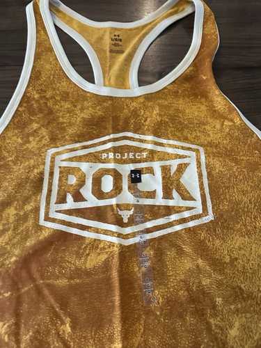 Under Armour Tank Top Men Large Orange Project Rock Tools Of The Trade Racer - Picture 2 of 4